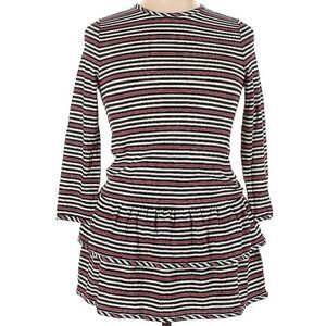 Brooks Brothers Black Red striped Girls Ruffle Shift Long Sleeve Dress Size XL N